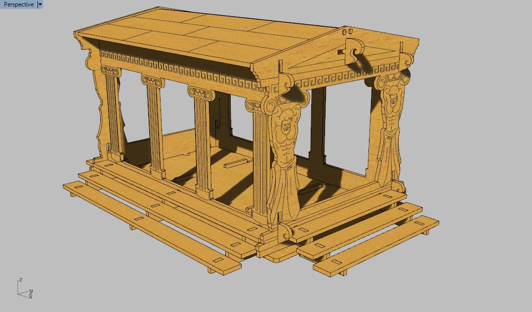 Arquivo Vetorial de Templo Grego em 3D para Corte a Laser