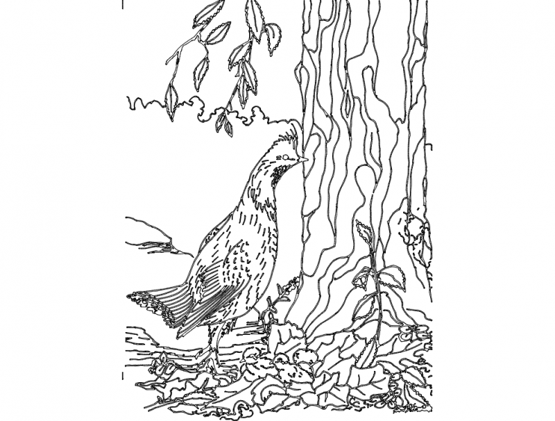 Grouse Bird with Chicks Vector Design for Laser Cutting DXF