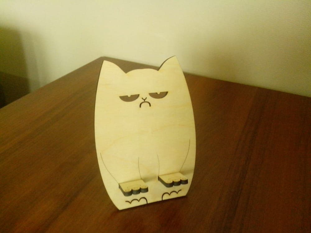 Grumpy Cat Phone Stand Laser Cut Vector File