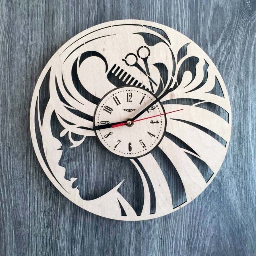 Hair Salon Wall Clock Laser Cut Vector File