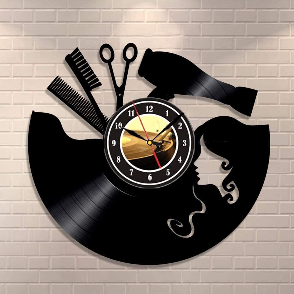 Hair Salon Wall Clock Vector Design for Laser Cutting