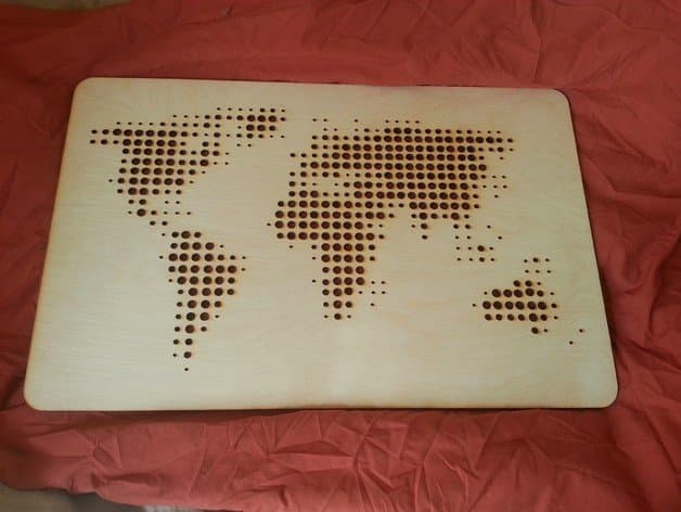 Mapa del Mundo en Halftone de Puntos Vector para Corte Láser (DXF/SVG)