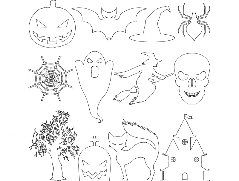 Halloween Silhouette Cut Files Set - DXF and SVG Vector