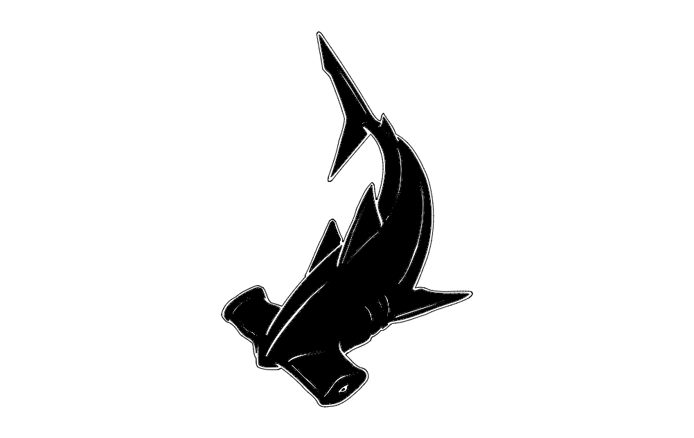 Hammerhead Shark Vector Art DXF File for Laser Cutting