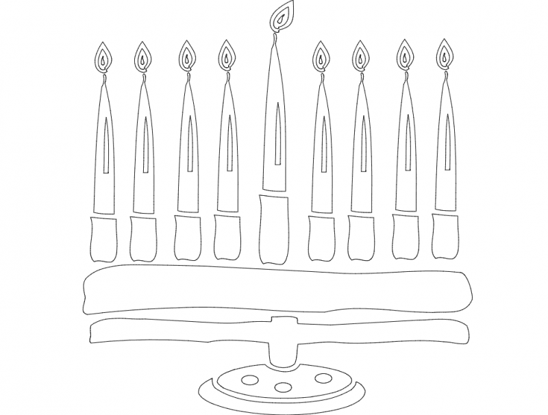 Hanukkah Menorah Vector Design for Laser Cutting DXF