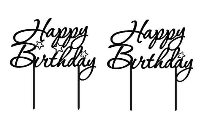 Happy Birthday Cake Topper Vector Design for Laser Cutting