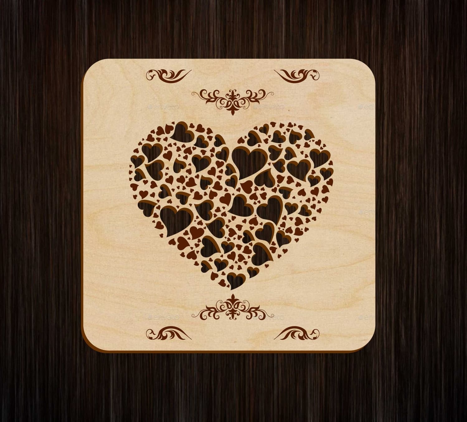 Heart Collage Decorative Panel Laser Cut File (DXF, SVG, CDR)