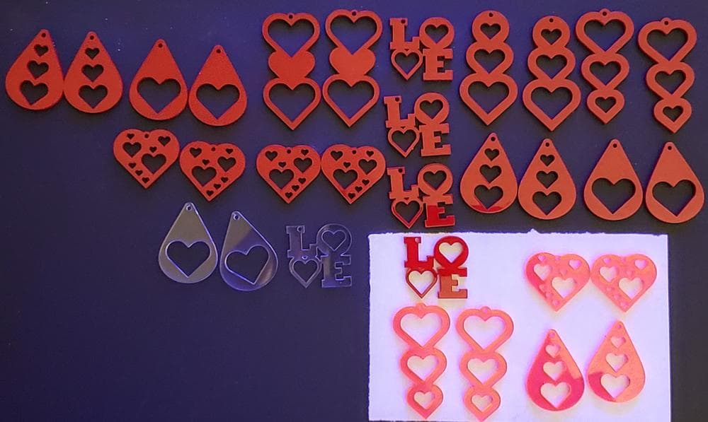 Heart Earrings Laser Cut Collection Vector Files (SVG, DXF)