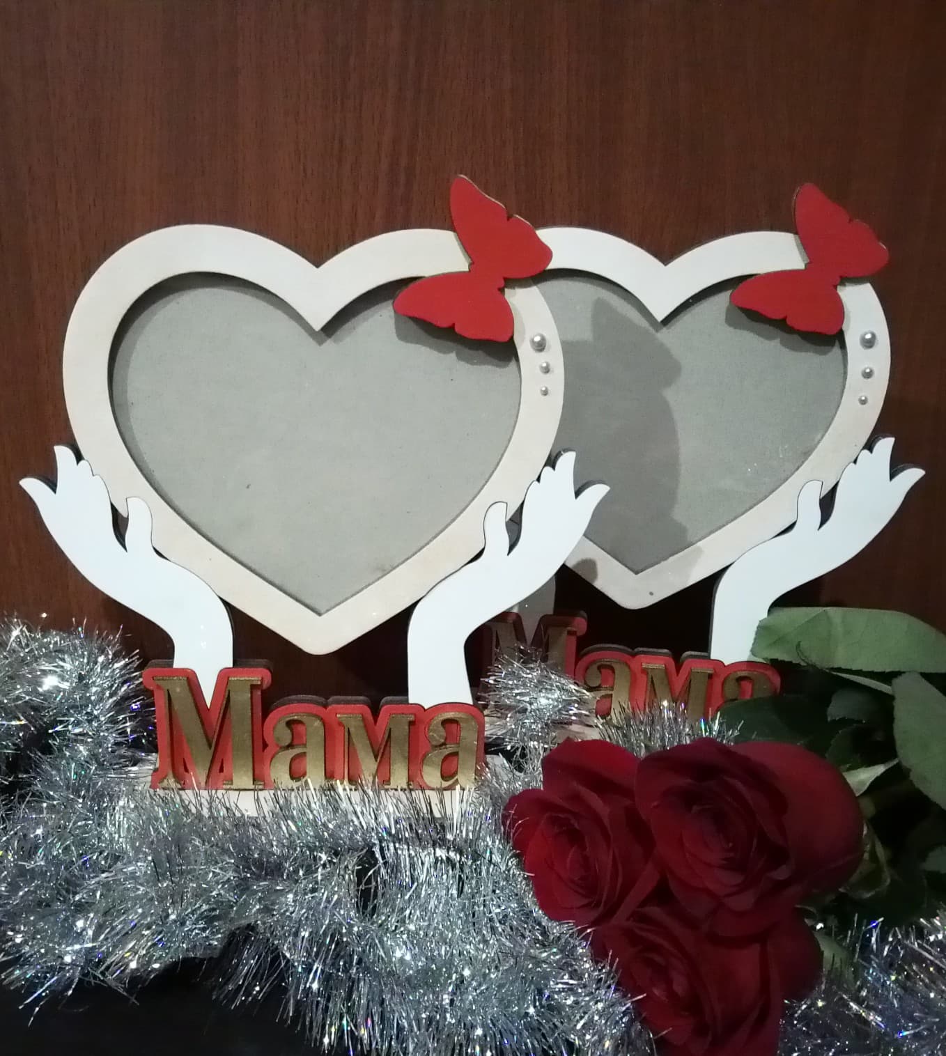 Heart Hands Mother's Day Photo Frame Vector for Laser Cut