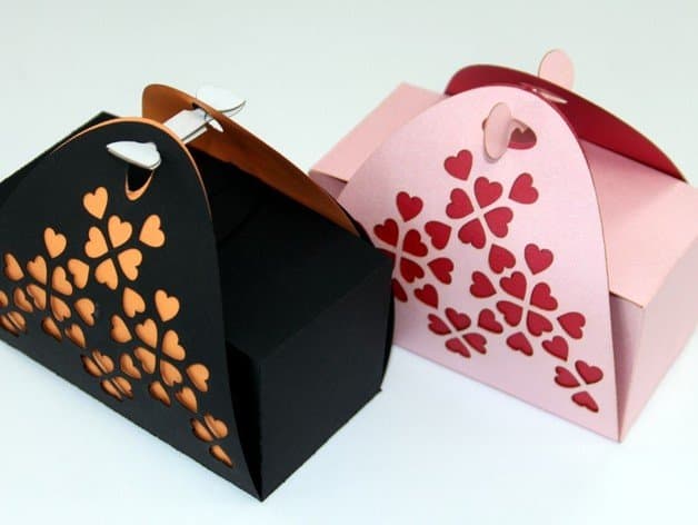 Heart Pattern Gift Box Laser Cut Template Free Vector