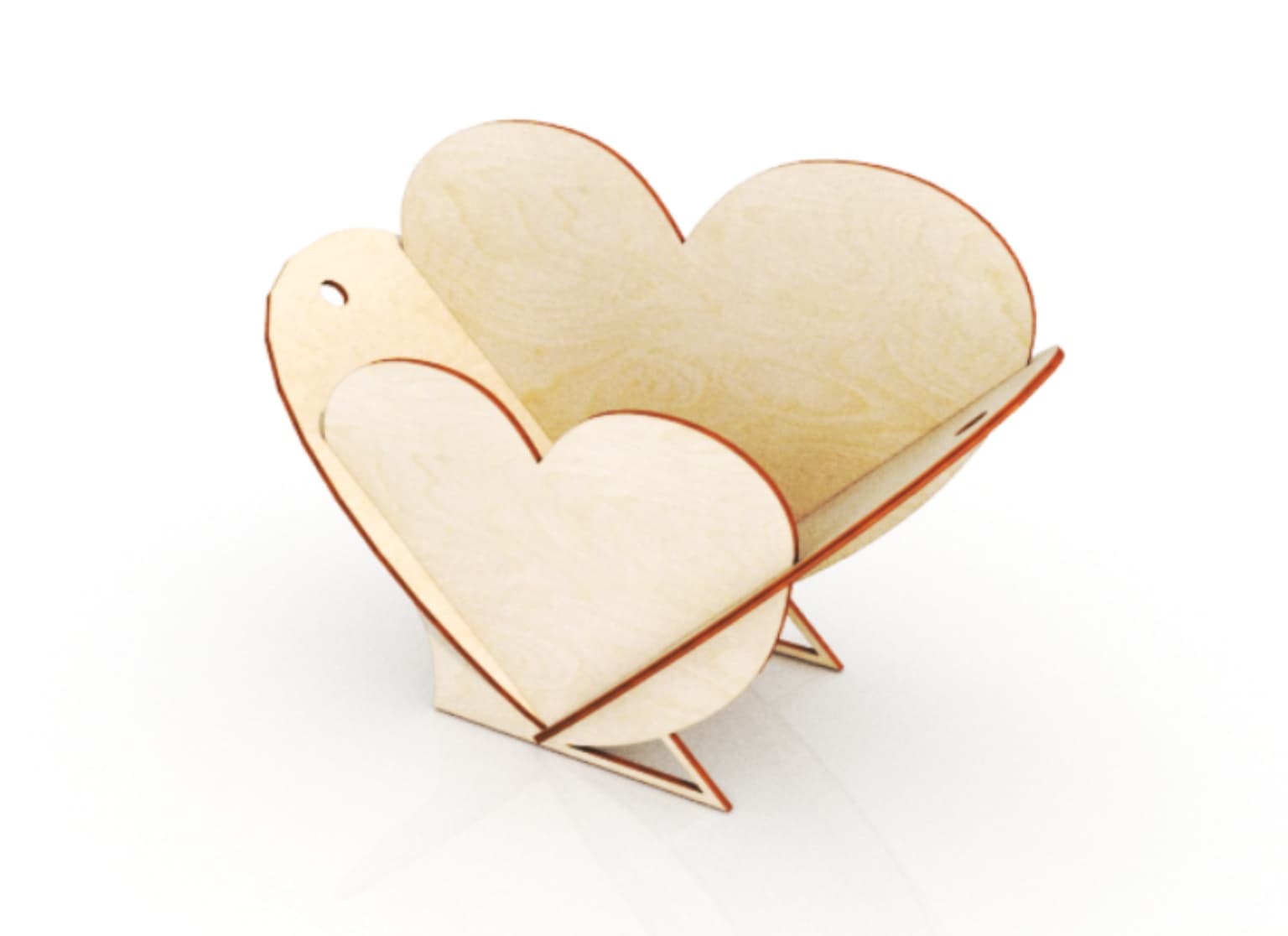 Heart-Shaped Flower Basket Laser Cut File - 3mm Vector Design
