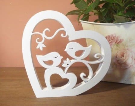 Heart Shaped Love Birds Decor Laser Cut Vector File