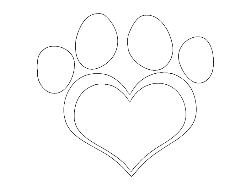 Heart Shaped Paw Print Vector File for Laser Cutting DXF