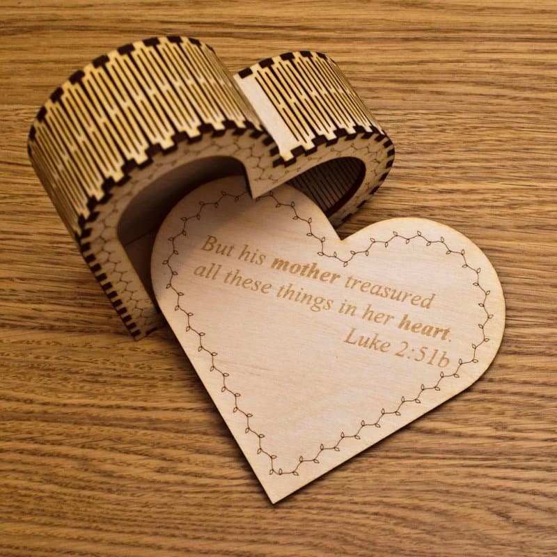 Heart Shaped Trinket Box with Bible Verse Laser Cut File