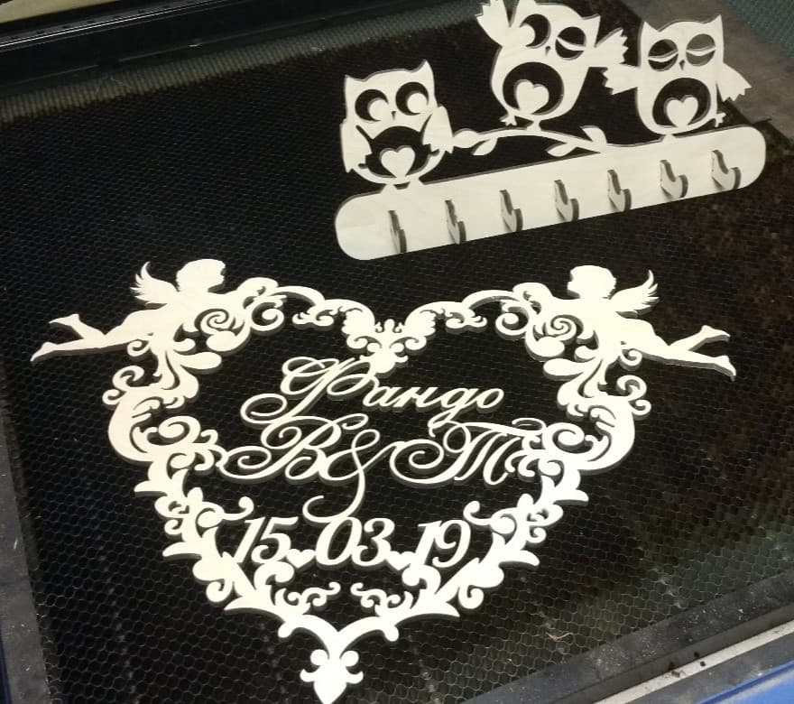 Heart Shaped Wedding Sign and Owl Key Holder Laser Cut Vector