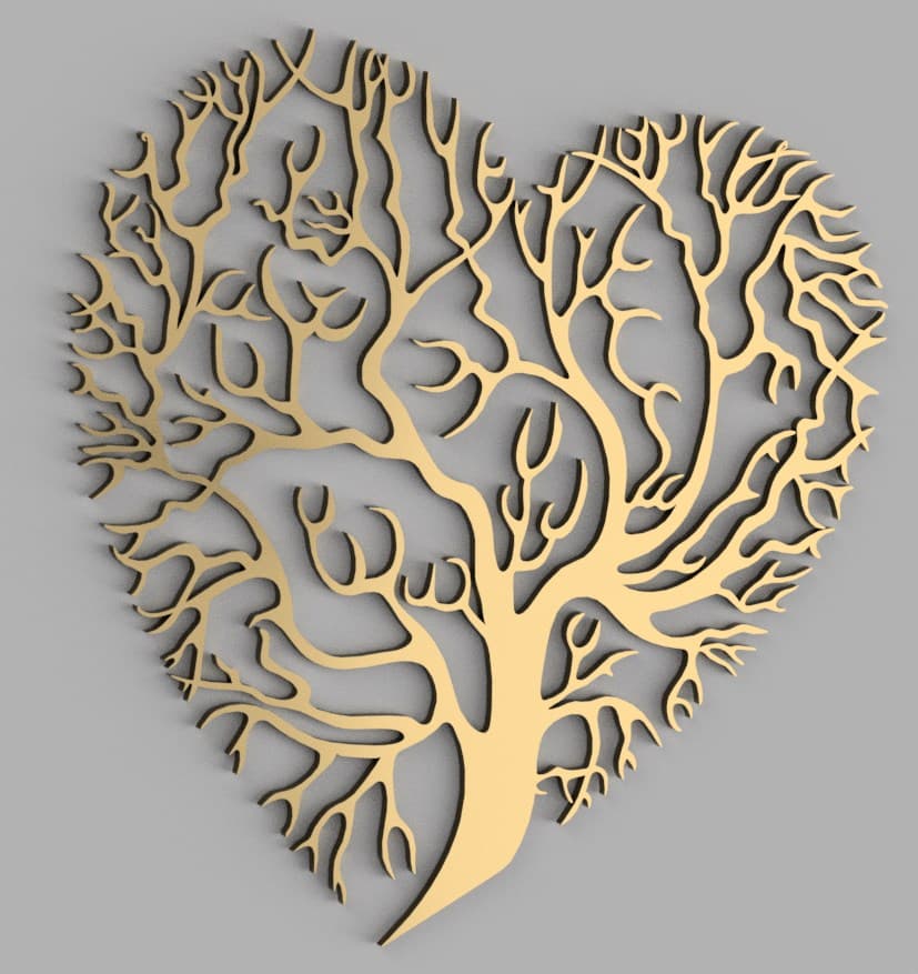 Decoración de Pared Árbol Corazón Vector para Corte Láser DXF SVG