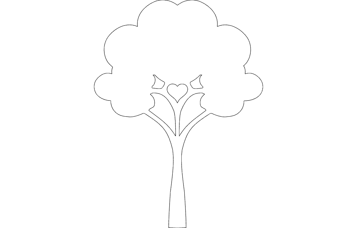 Heart Tree Vector Silhouette for Laser Cutting DXF