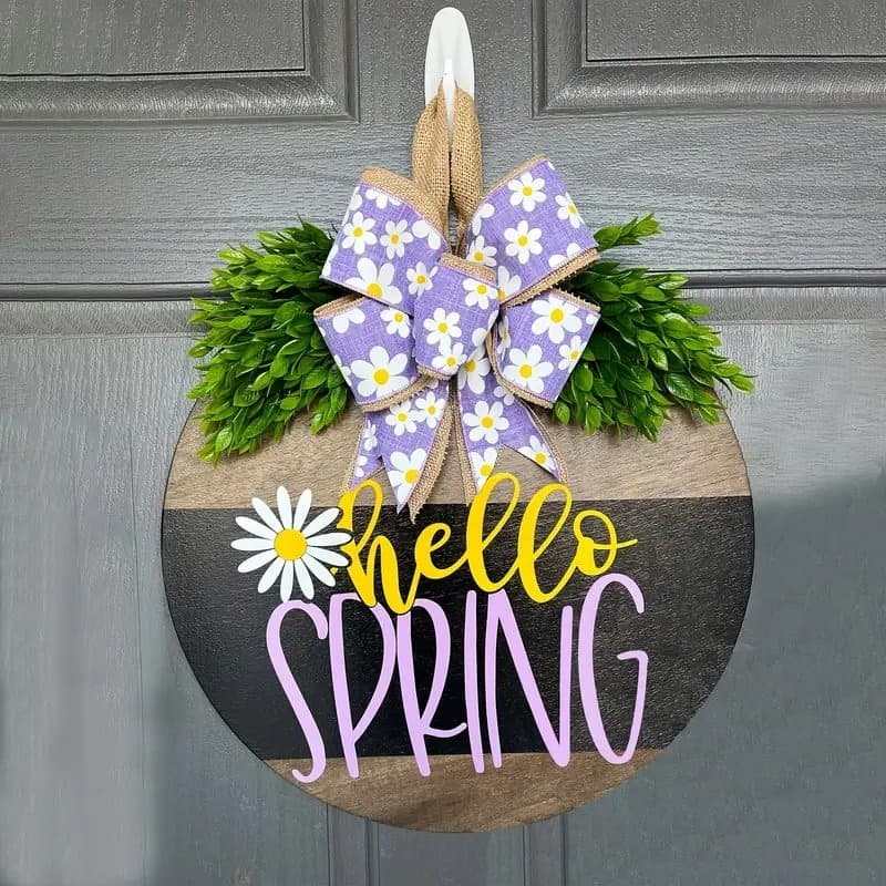 Hello Spring Daisy Door Sign Vector Laser Cut File