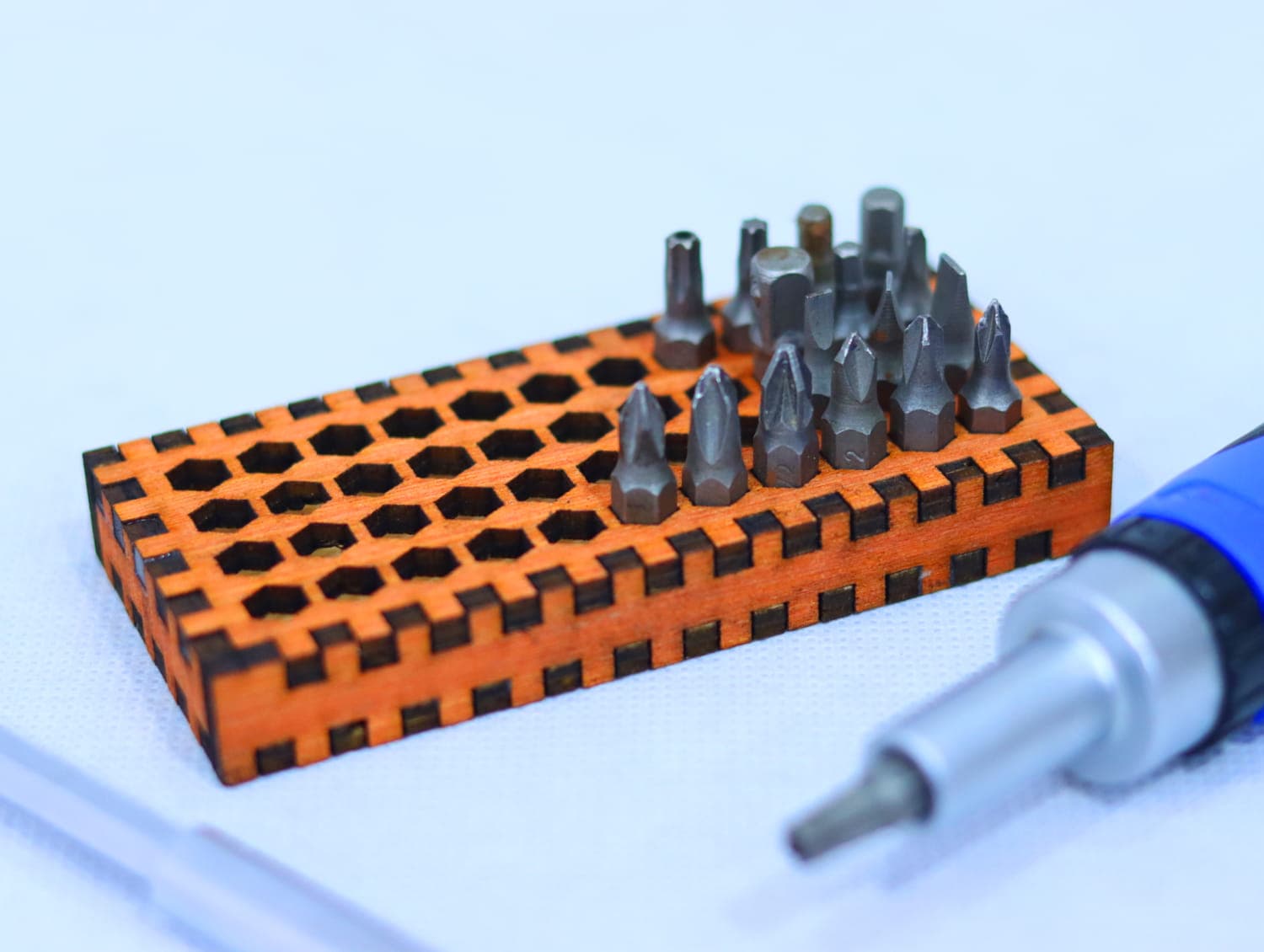 Hexagonal Screwdriver Bit Organizer Laser Cut File (SVG)
