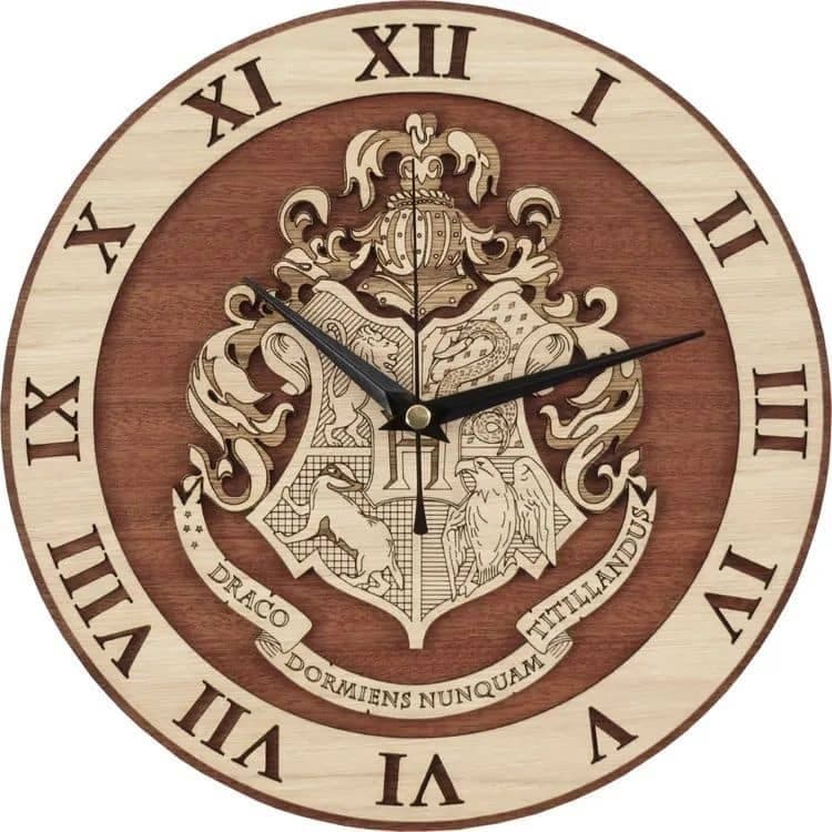 Hogwarts Crest Wall Clock Laser Cut Vector File
