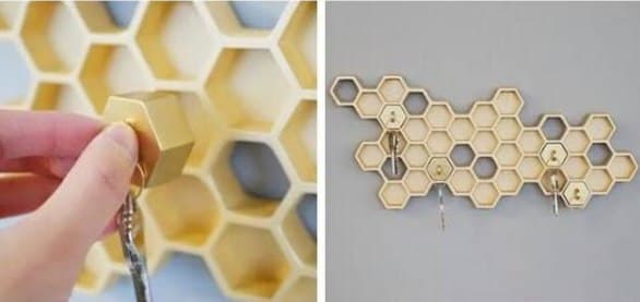 Honeycomb Wall Key Holder Laser Cut Vector Design - CDR File