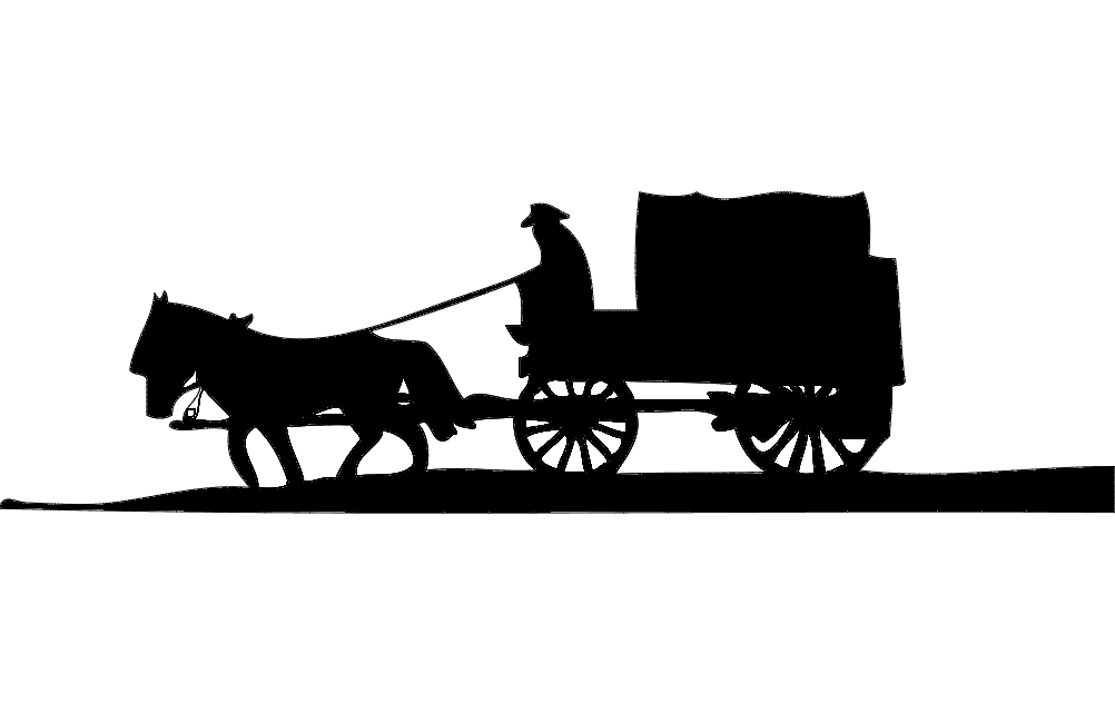 Horse Drawn Wagon Silhouette Vector File for CNC