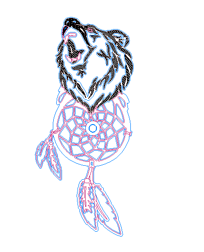 Howling Bear Dreamcatcher Vector Template for Laser Cutting DXF
