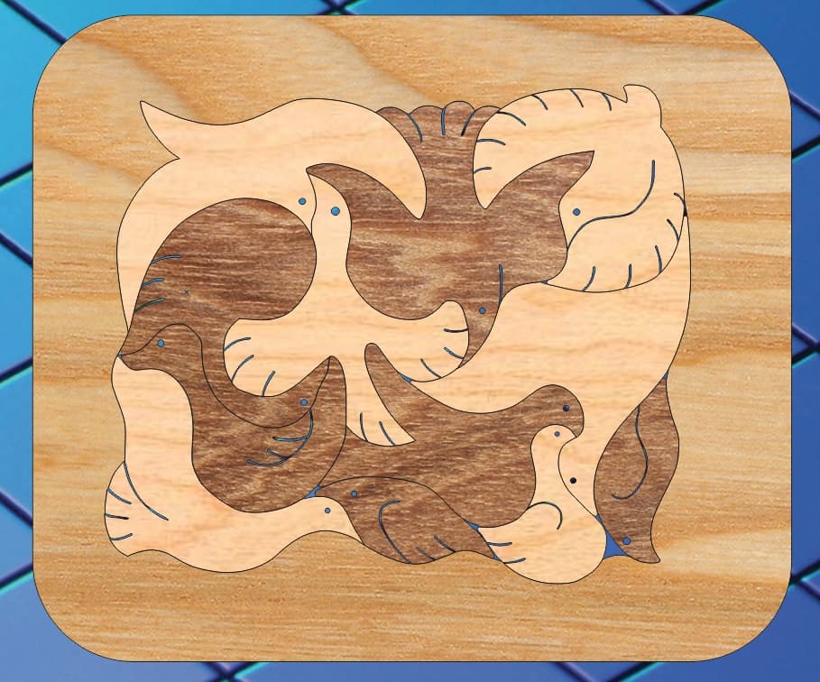 Interlocking Bird Puzzle Laser Cut Vector File