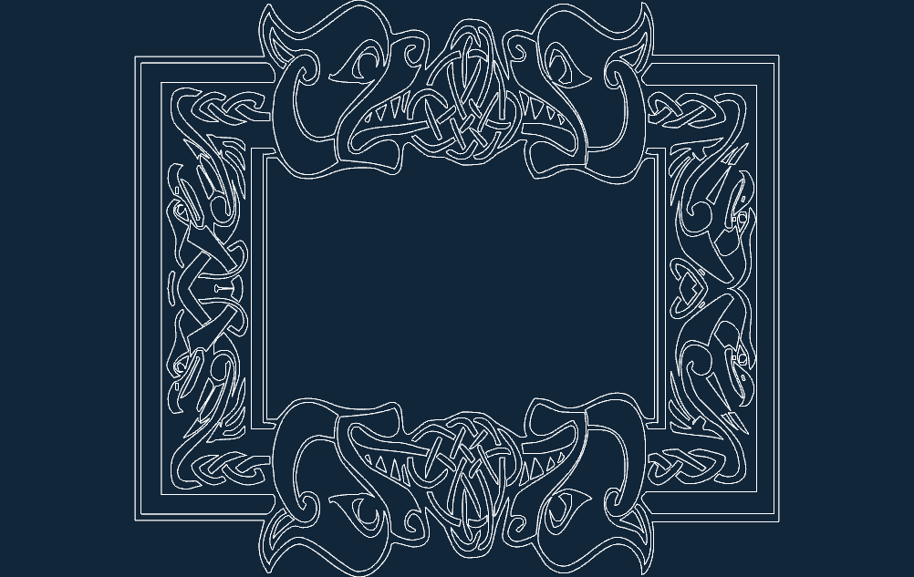 Intricate Celtic Dragon Frame Vector Design DXF File