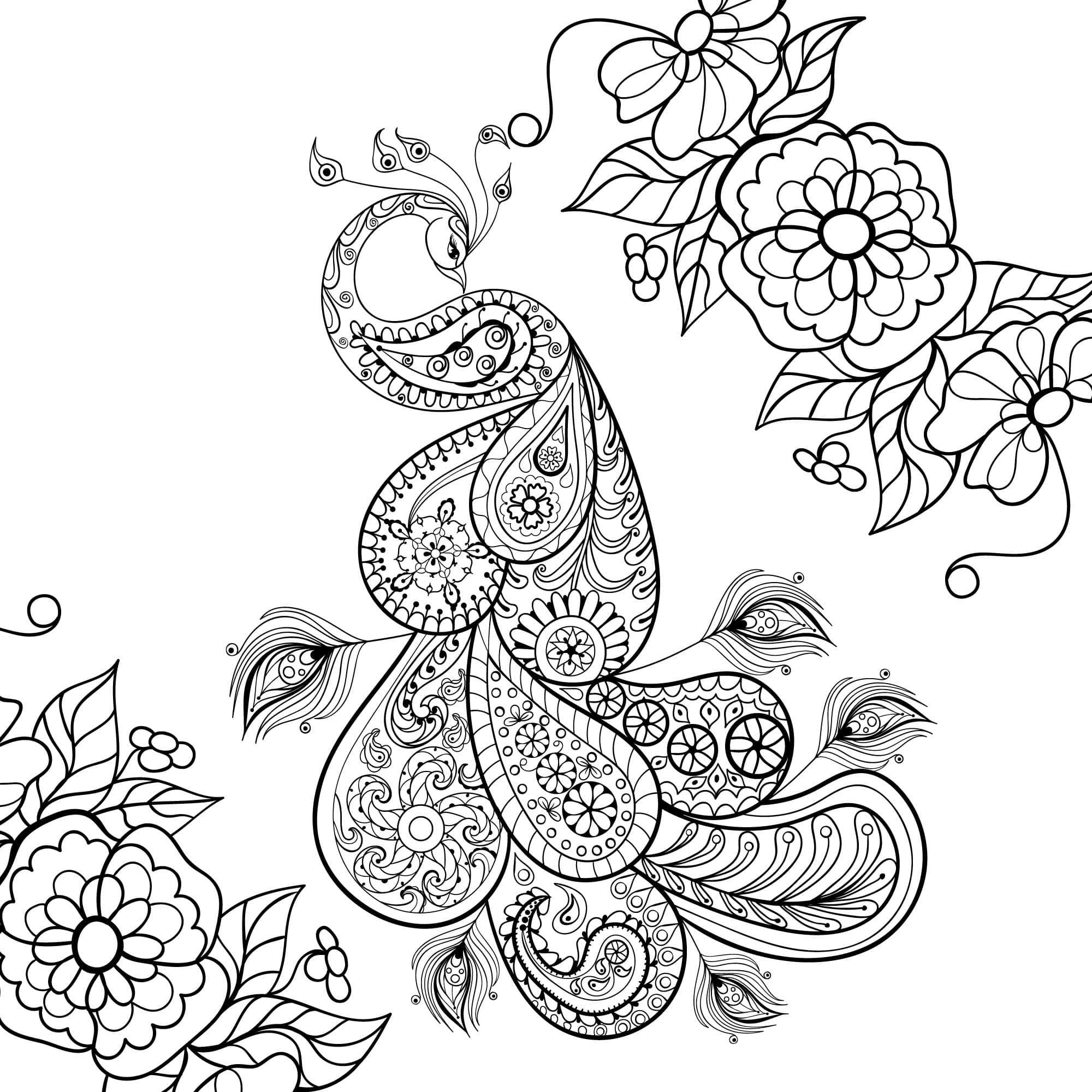 Intricate Paisley Peacock Vector Design for Laser Cutting