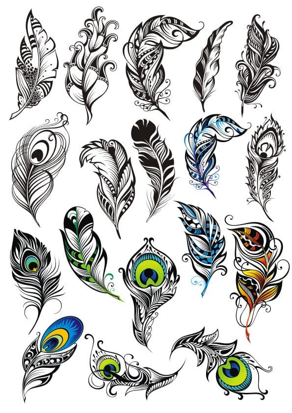 Intricate Peacock Feather Vector Collection for Laser Cutting