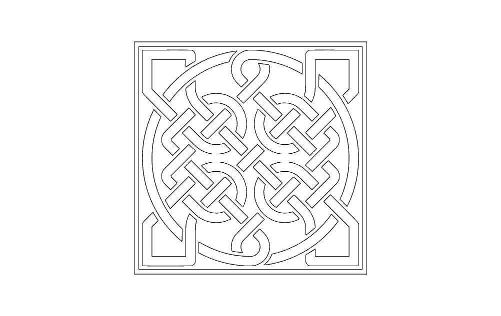 Intricate Square Celtic Knot Vector Design DXF File