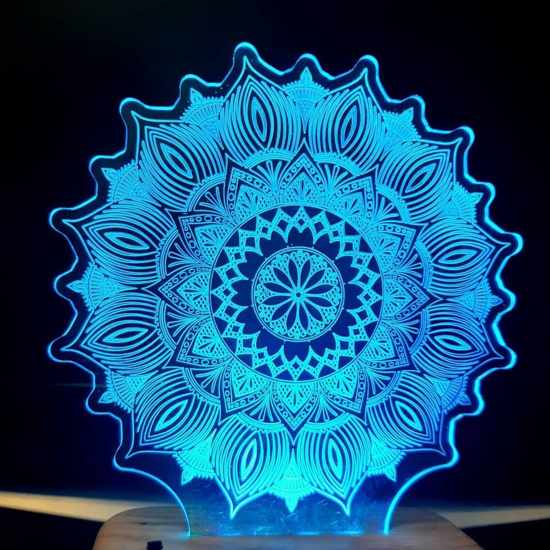 Intricate Star Mandala LED Illusion Lamp Laser Cut DXF File