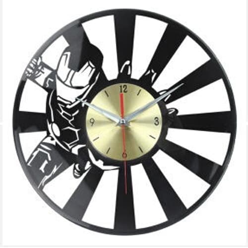 Iron Man Superhero Wall Clock Vector Design for Laser Cutting