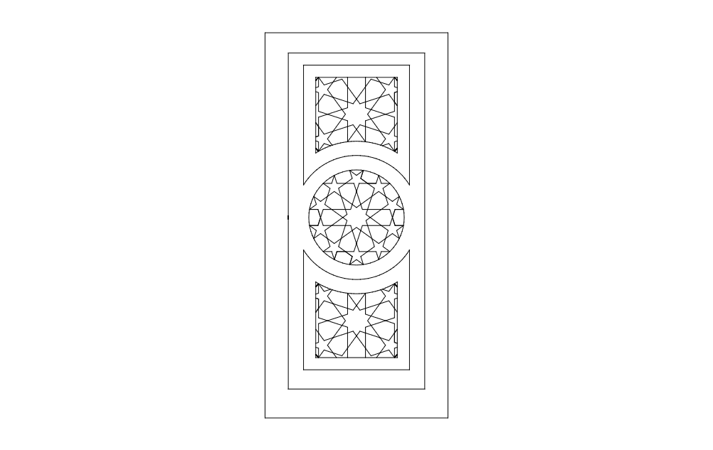Islamic Geometric Door Panel Design DXF Vector File
