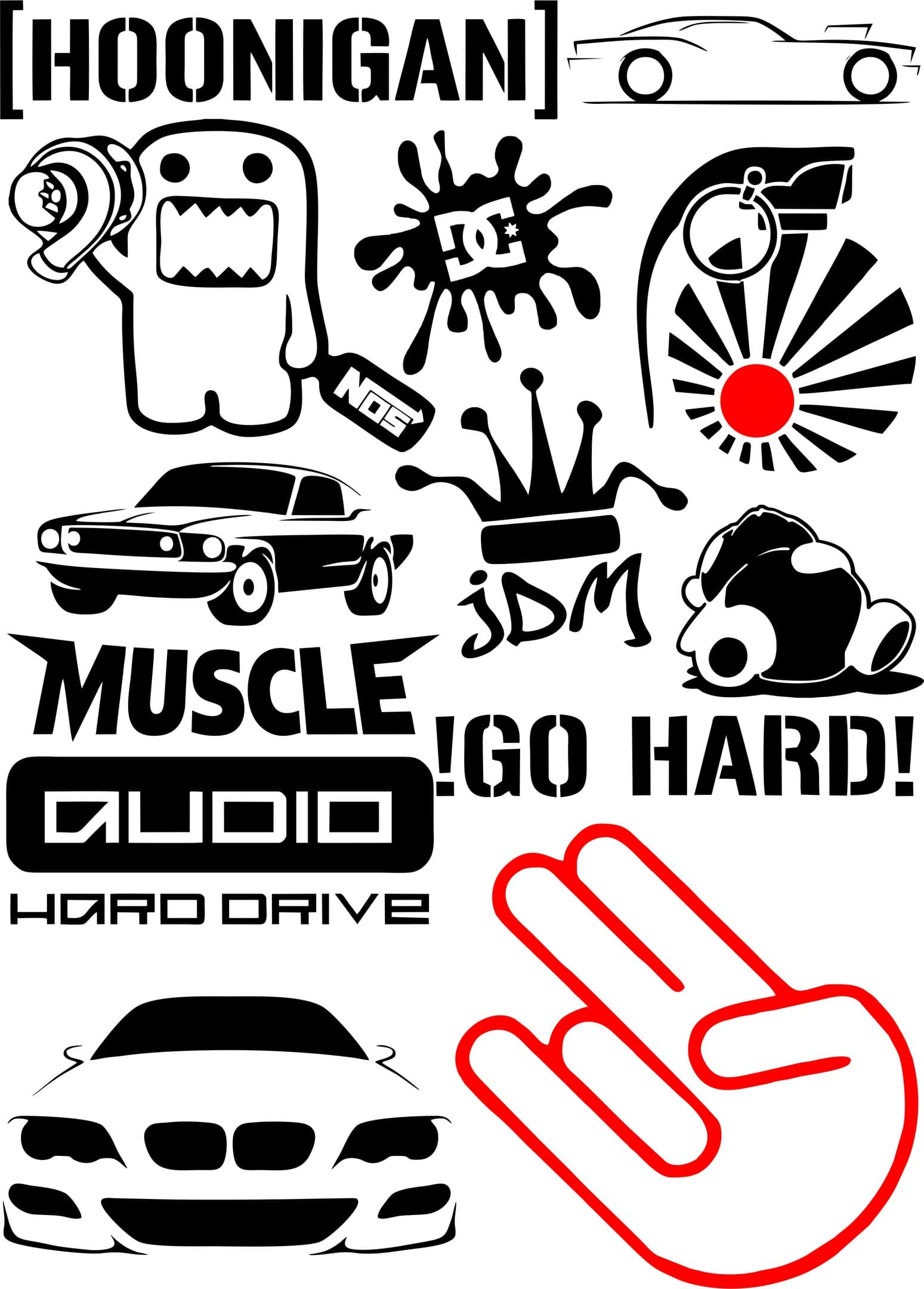 JDM and Car Culture Vinyl Sticker Vector Pack