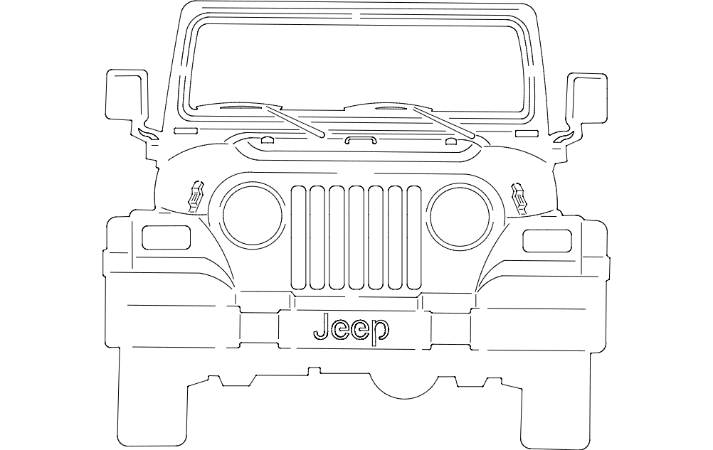 Jeep Wrangler Front View Vector File for Laser Cutting