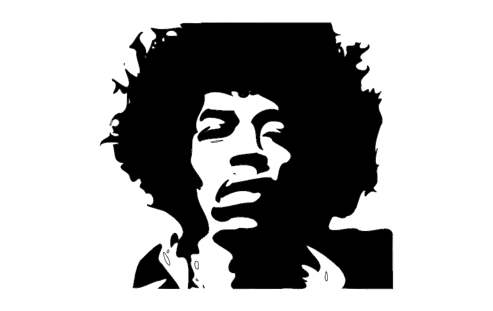 Jimi Hendrix Portrait Vector DXF for Laser Cutting