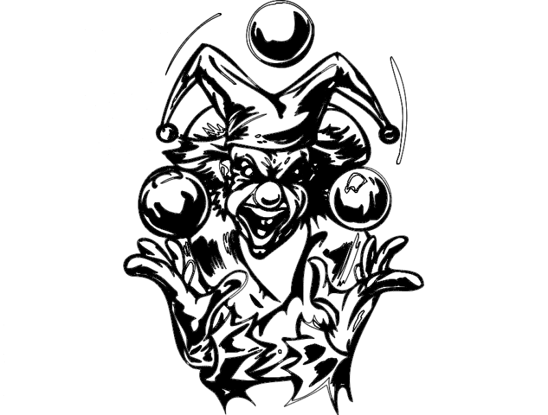 Juggling Scary Clown Vector Design for CNC Laser Cutting (DXF)