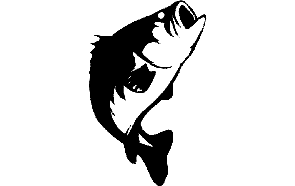 Jumping Largemouth Bass Vector Silhouette DXF File