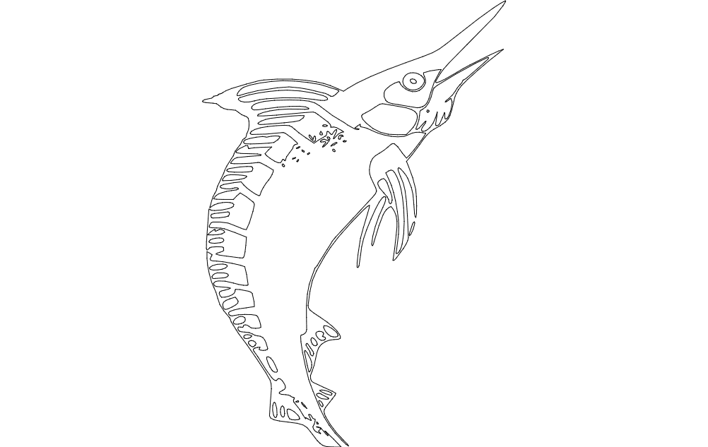 Jumping Marlin Fish Vector Design DXF File
