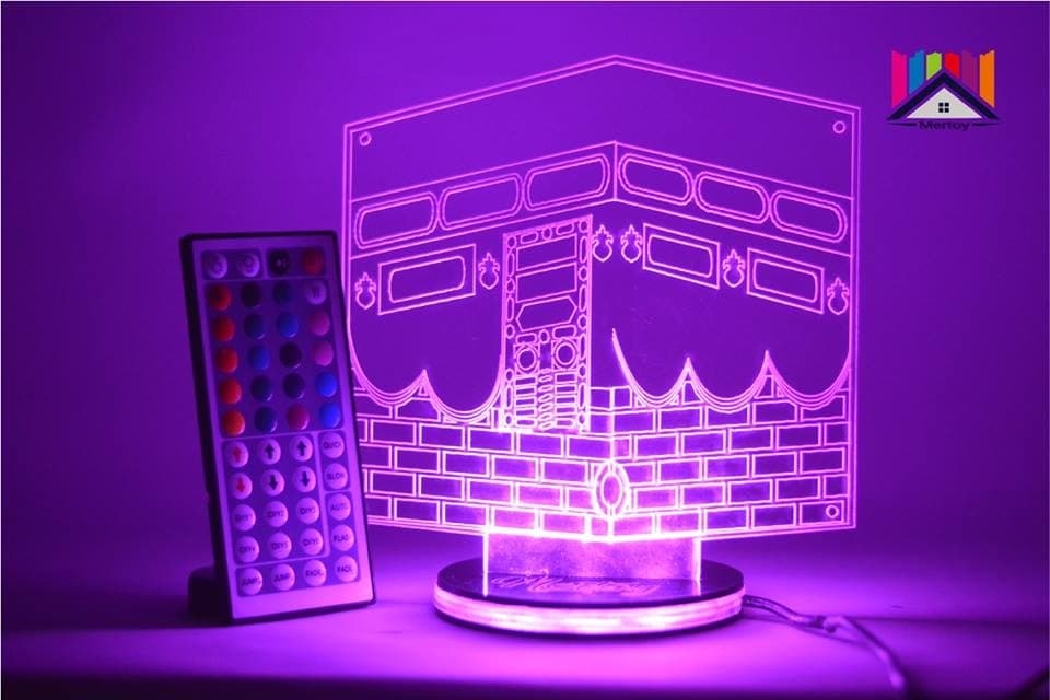 Kaaba 3D LED Night Light Vector Design for Laser Cutting DXF