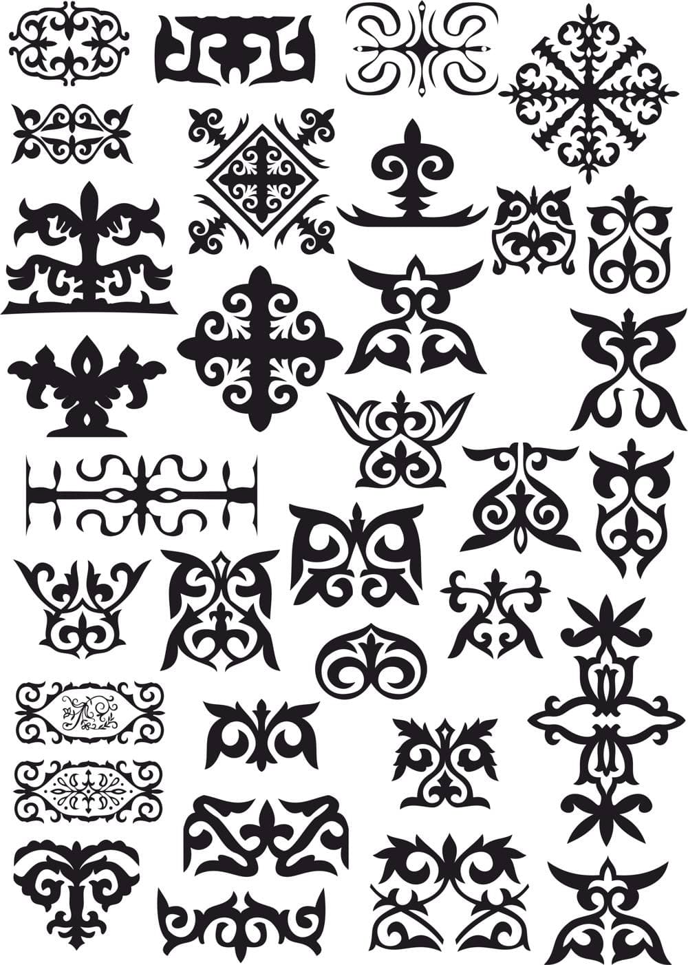 Kazakh Ornamental Patterns Vector Collection for CNC and Laser