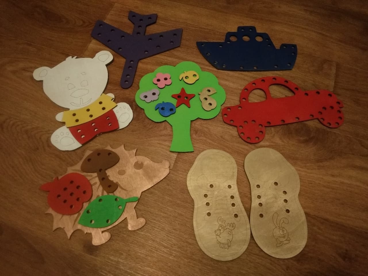 Kids Lacing Educational Toys Vector Set for Laser Cutting