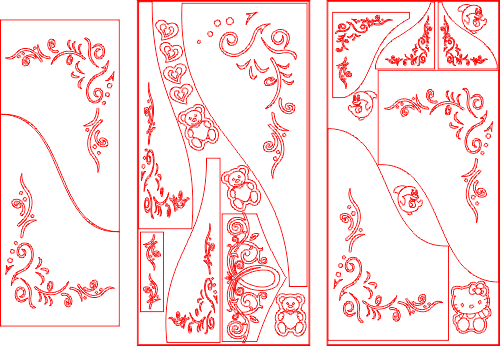 Kids Room Decorative Panels Vector Design DXF File