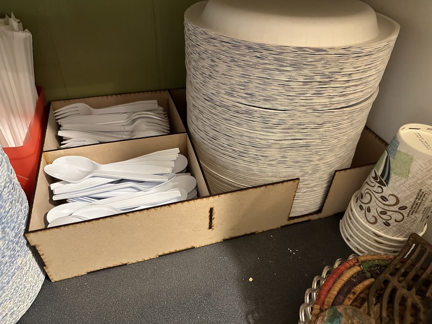 Kitchen Paper Plate and Cutlery Organizer SVG Laser Cut File