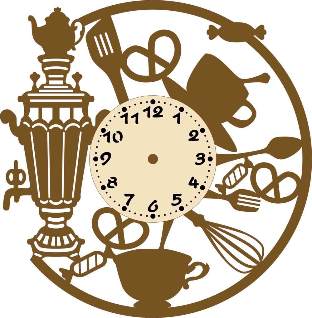 Kitchen Samovar Wall Clock Laser Cut Vector File