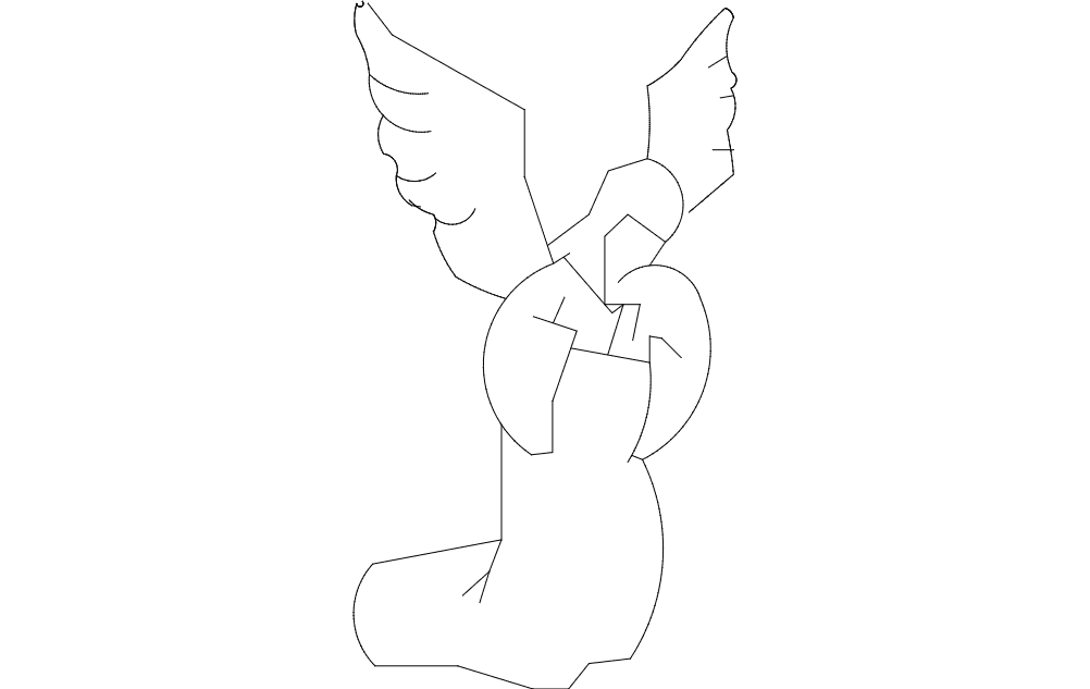 Kneeling Angel Vector Outline for Laser Cutting DXF