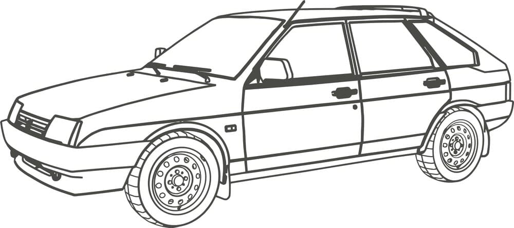 Lada Samara VAZ-2109 Vector Line Art for CNC Laser Cutting