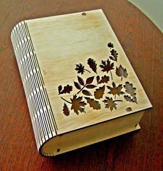Laser Cut Book-Shaped Storage Box with Living Hinge Vector